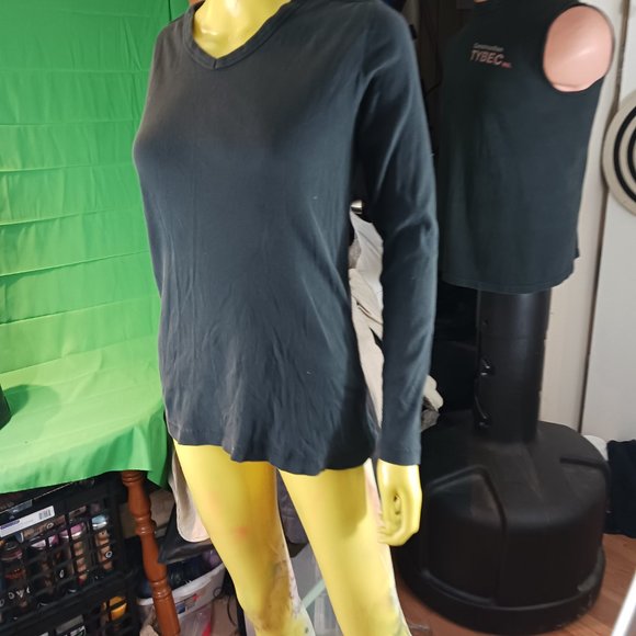 100% cotton women bongo long sleeves tee t-shirt gray - Picture 5 of 7